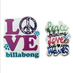 BUNDLE of 2 BILLABONG Love, Peace, Surf Surfer Stickers